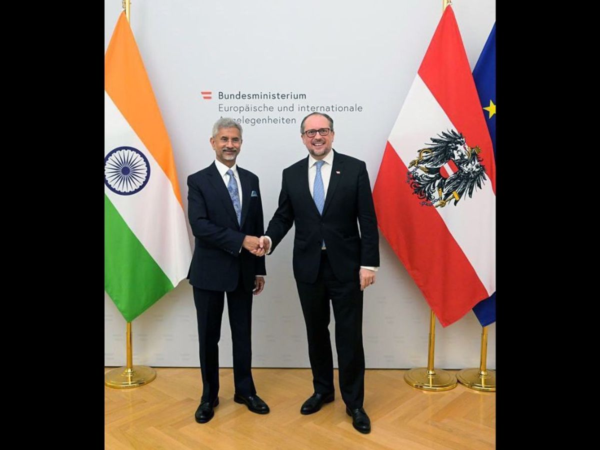 India's external affairs minister Subrahmanyam Jaishankar with his Austrian counterpart Alexander Schallenberg in Vienna