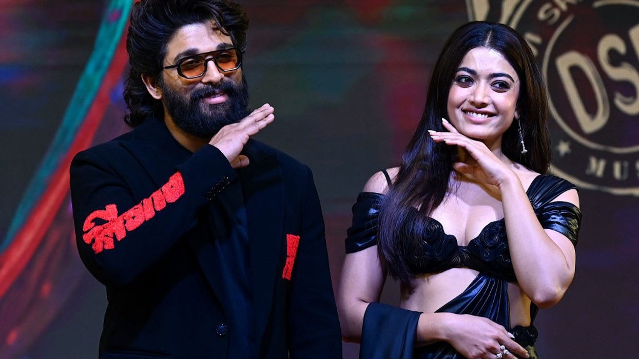Indian actor Allu Arjun and actress Rashmika Mandanna