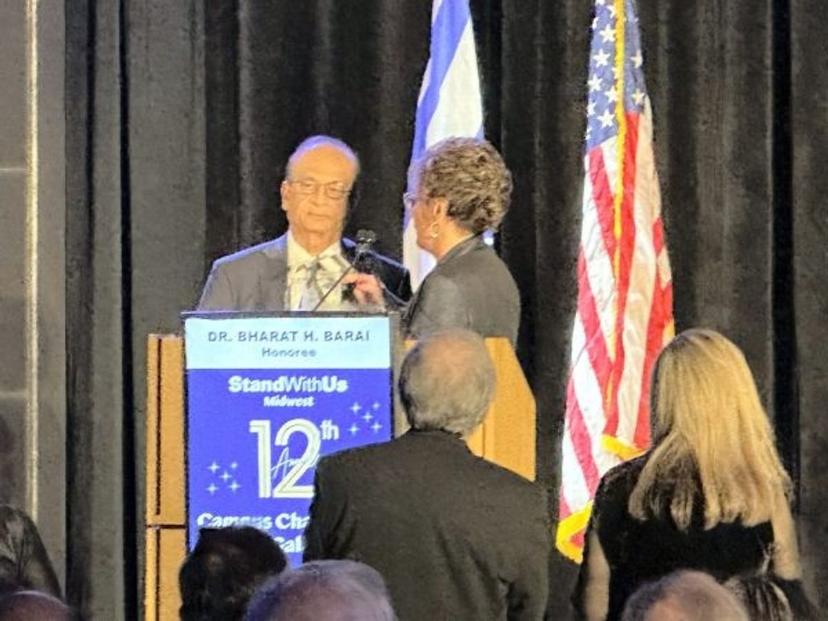 Indian American Dr Bharat Barai speaks during his felicitation by an influential Jews group