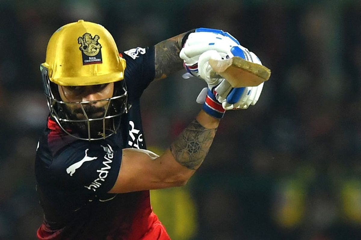 Indian batter Virat Kohli plays in an Indian Premier League match for RCB