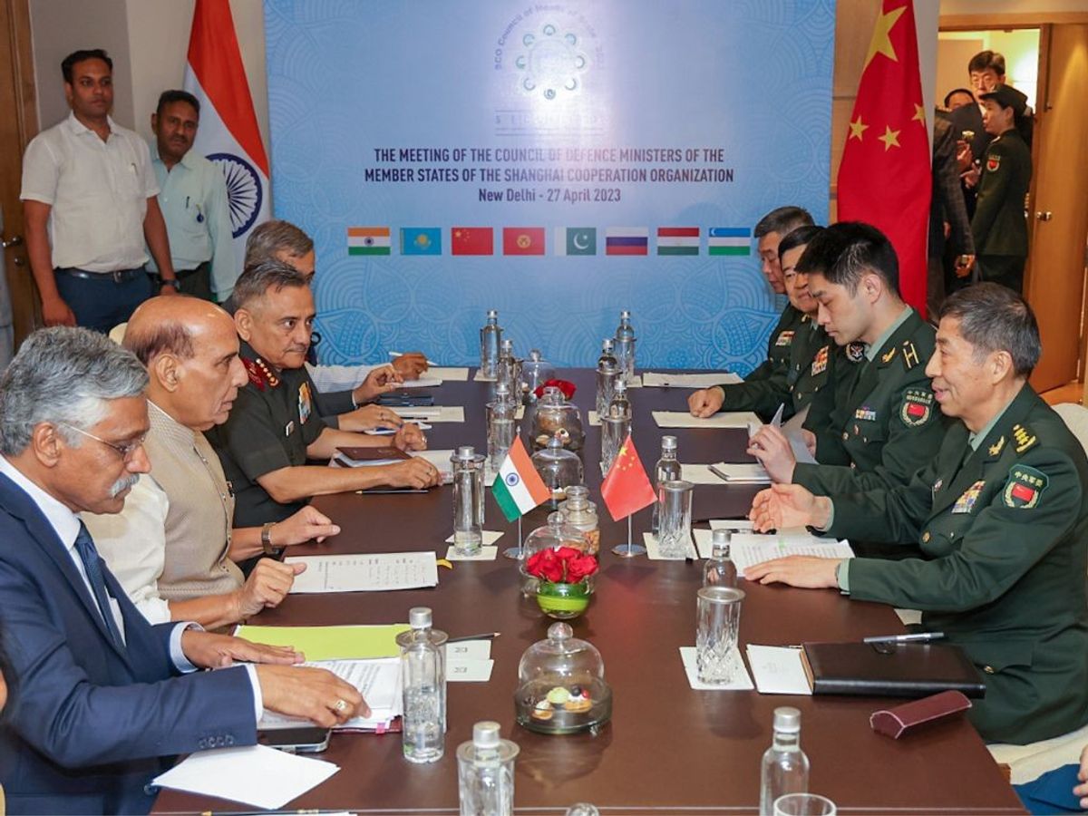 Indian defence minister Rajnath Singh speaks to his Chinese counterpart Li Shangfu