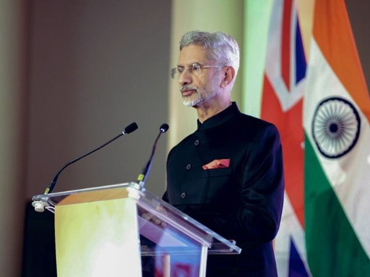 Indian external affairs minister Subrahmanyam Jaishankar addresses the Indian diaspora at a Diwali event in London, UK,