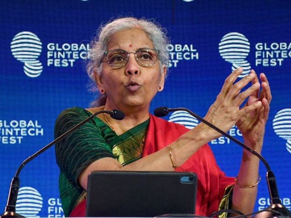 Indian finance minister Nirmala Sitharaman addresses the Global Fintech Fest in Mumbai, India,