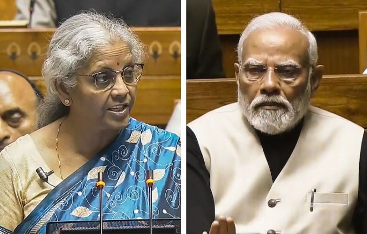 Indian finance minister Nirmala Sitharaman and PM Narendra Modi