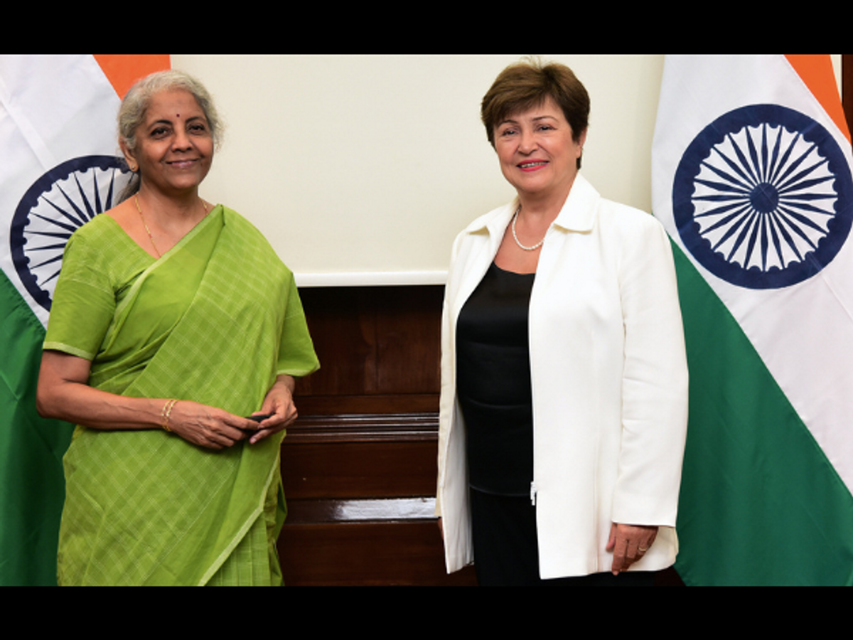 Indian finance minister Nirmala Sitharaman with IMF managing director Kristalina Georgieva