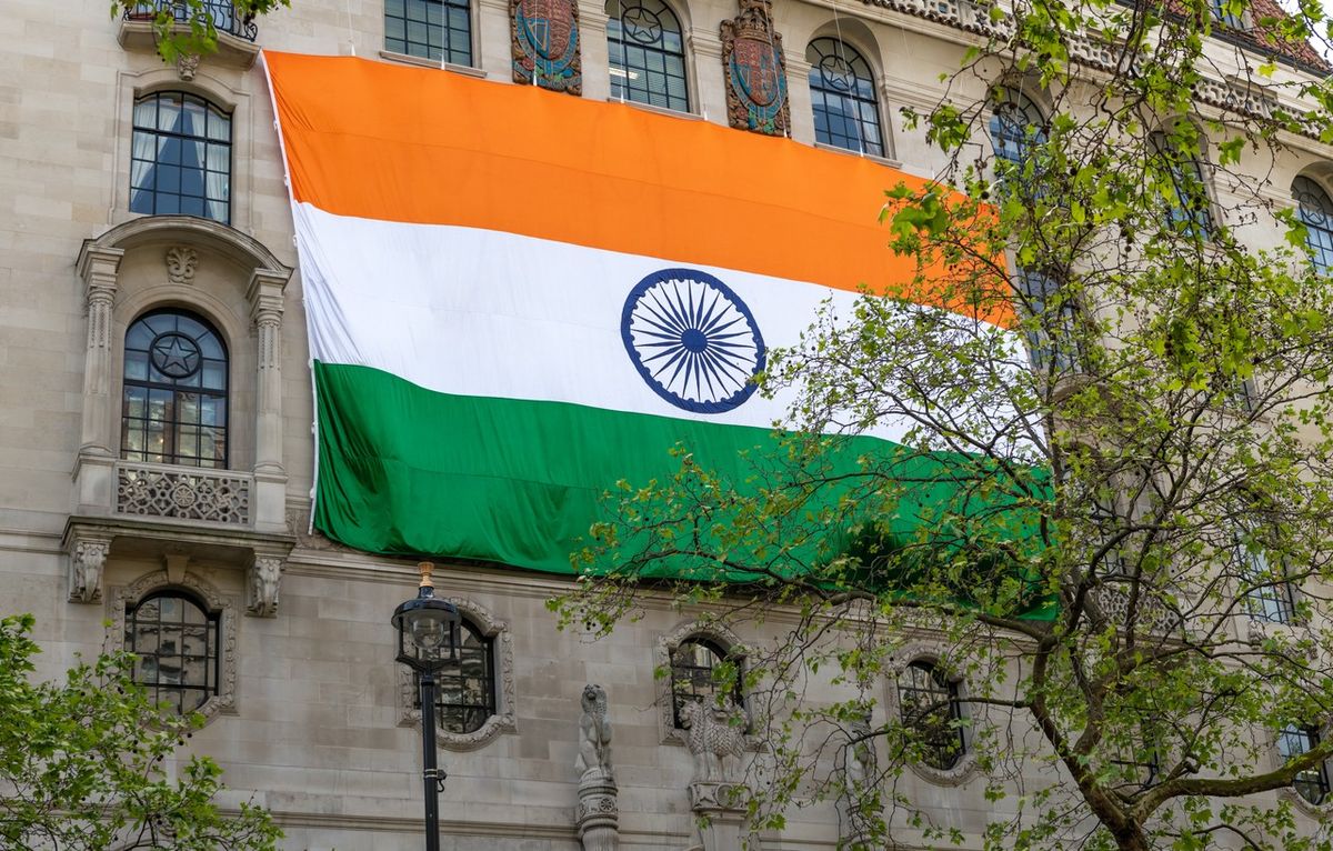 Indian flag at Indian high commission in London