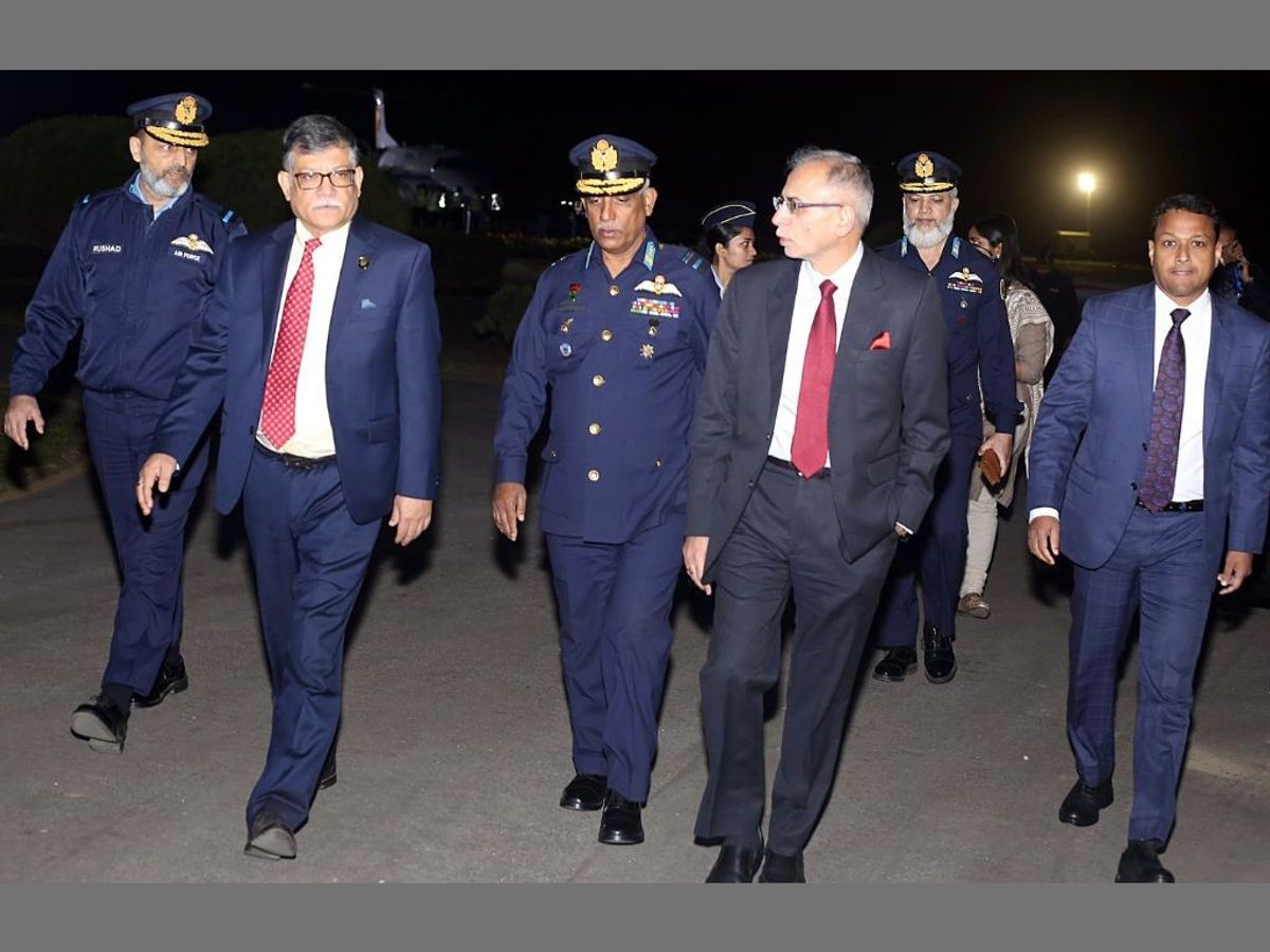 Indian foreign secretary Vinay Mohan Kwatra (R) arrives in Dhaka, Bangladesh, for the India-Bangladesh Foreign Office Consultations,