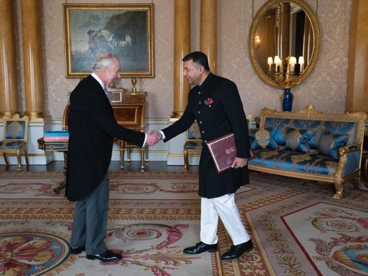 Indian high commissioner to UK Vikram Doraiswami presents credentials to King Charles III at Buckingham Palace