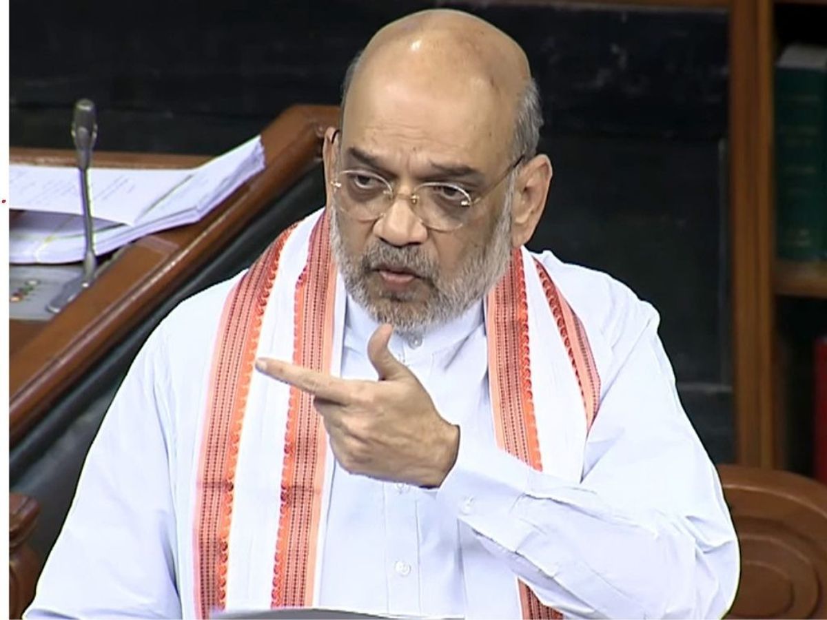 Indian home minister Amit Shah speaks in the parliament on the introduction of three bills for revamping a number of colonia-era laws criminal laws in New Delhi