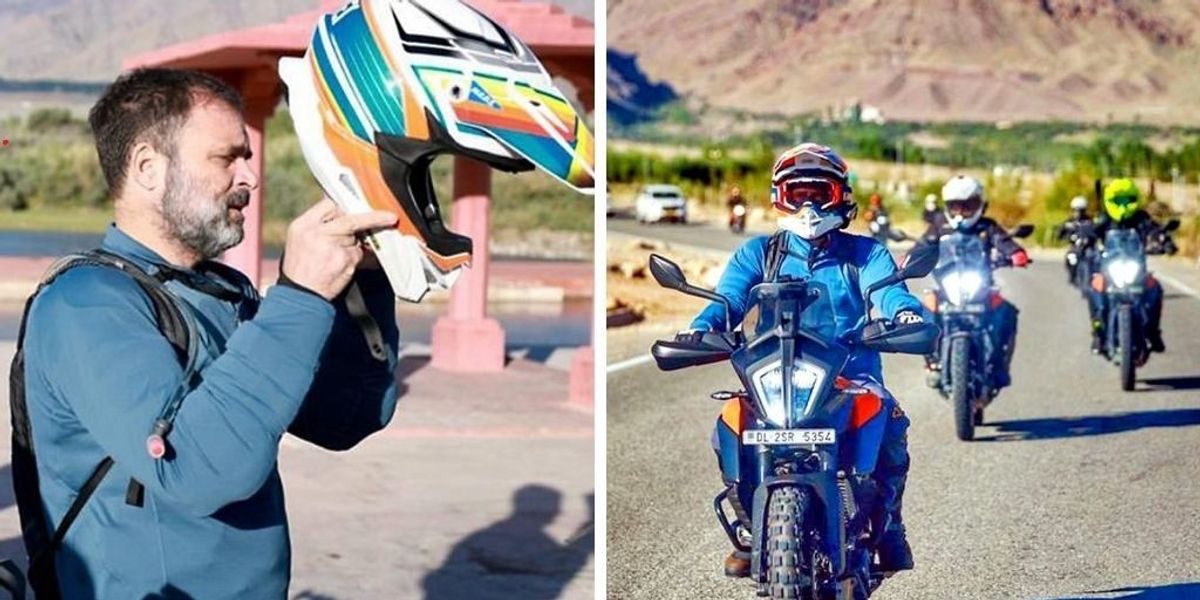 India. Rahul Rider Rahul Gandhi rides motorcycle in Ladakh; WATCH his vroom moment - India ...