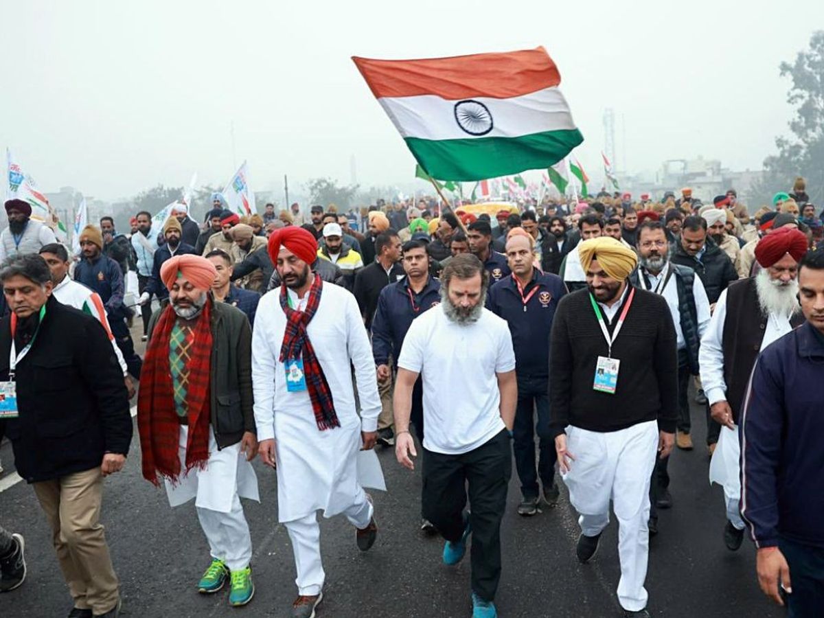Indian National Congress leader Rahul Gandhi walks during his party's 'Bharat Jodo Yatra'