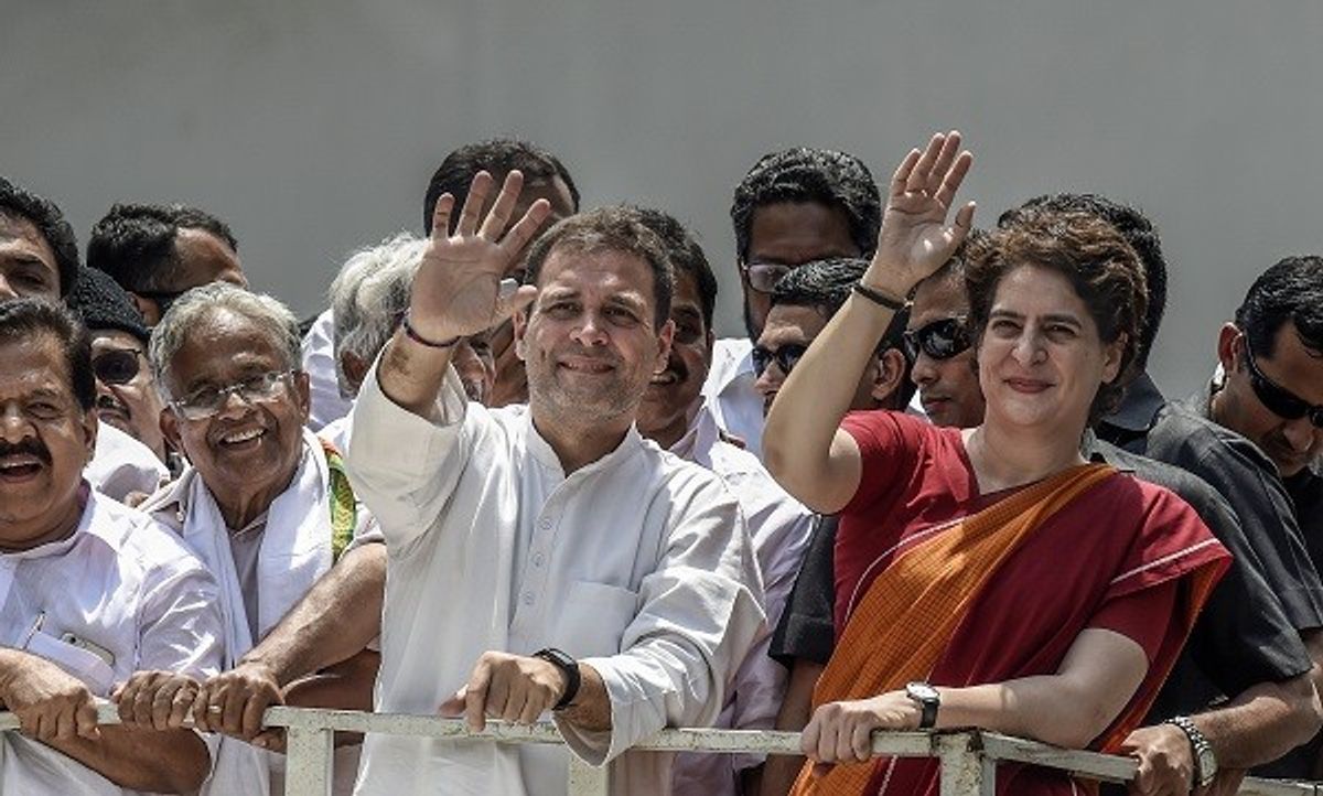 Indian National Congress leaders Rahul Gandhi and Priyanka Gandhi
