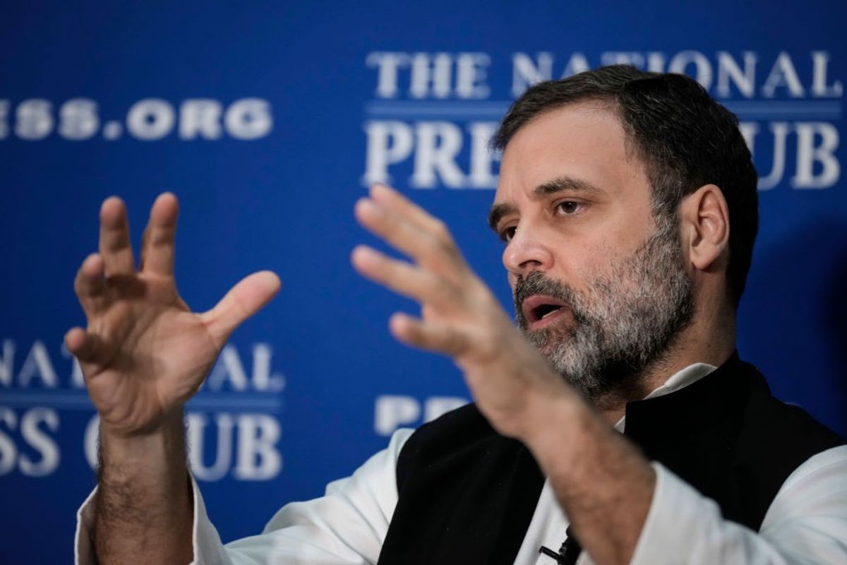 Indian opposition leader Rahul Gandhi speaks at the National Press Club on June 1, 2023, in Washington, DC, US