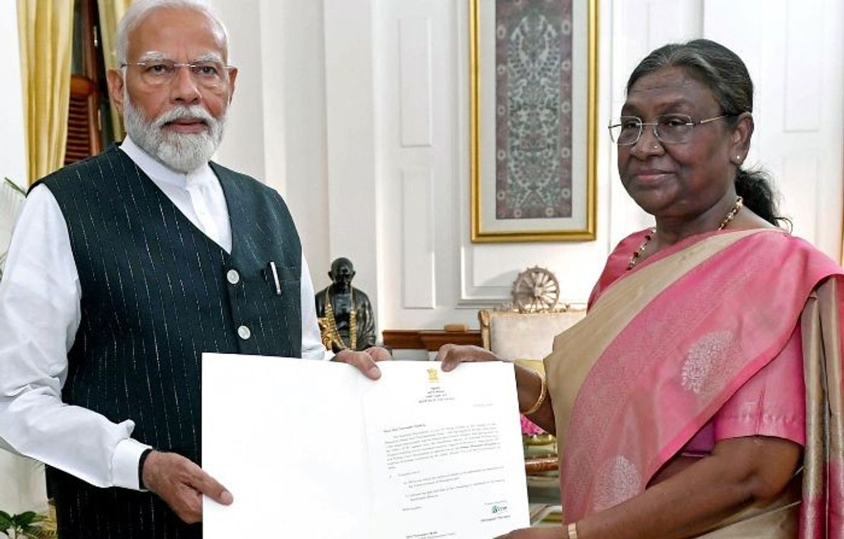 Indian PM-designate Narendra Modi with president Droupadi Murmu