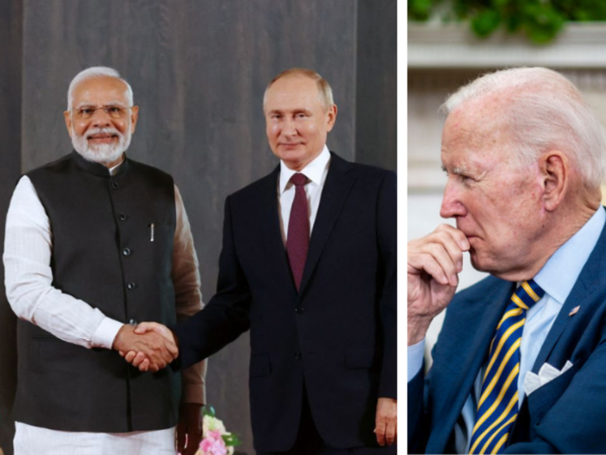 Indian PM Modi and Russian president Putin, and US president Biden