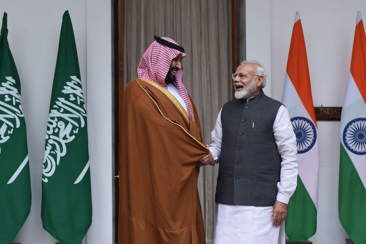 Indian PM Modi and Saudi PM Mohammed bin Salman