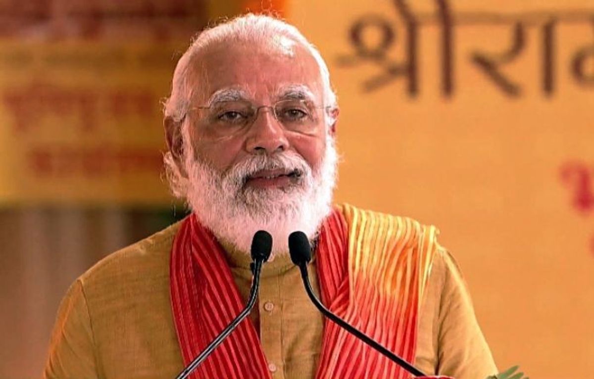 Indian PM Modi at Ayodhya Ram Temple on August 5, 2020.