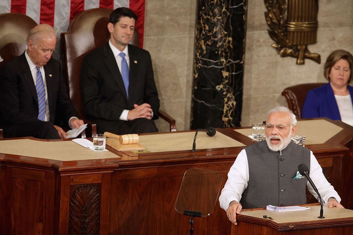 Indian PM Narendra Modi addresses a joint meeting of the US Congress in June 2016.