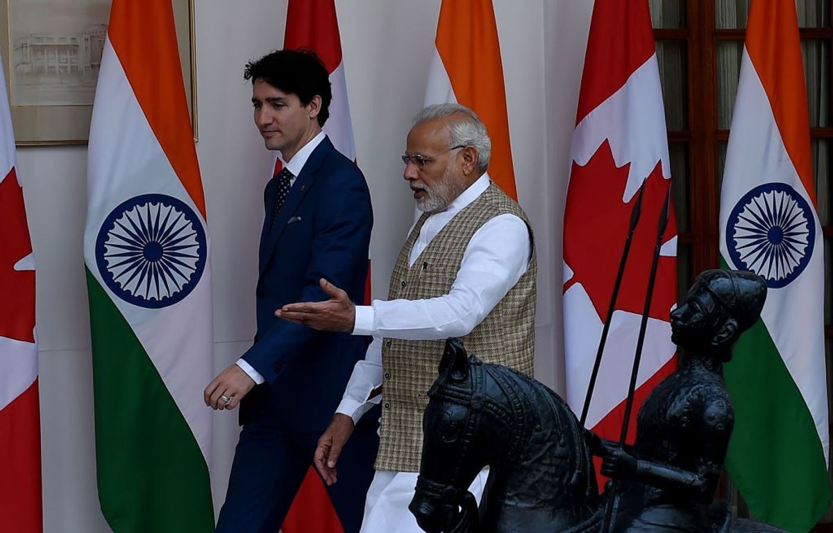 Indian PM Narendra Modi and Canadian PM Justin Trudeau