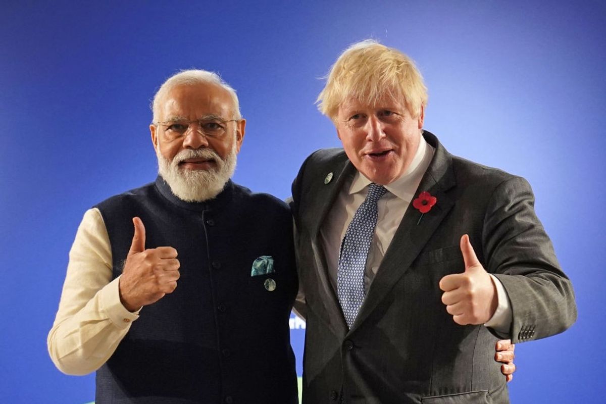 Indian PM Narendra Modi and former British premier Boris Johnson