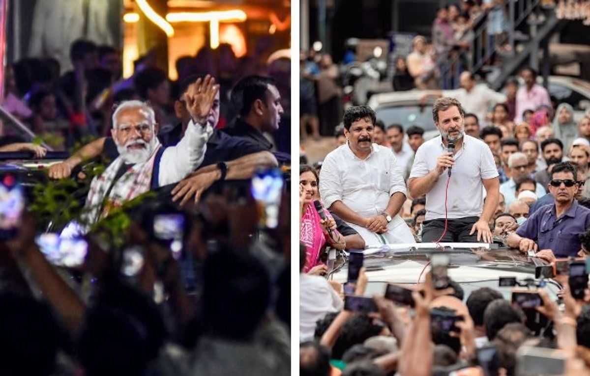 Indian PM Narendra Modi and Indian National Congress leader Rahul Gandhi campaign for national elections 2024