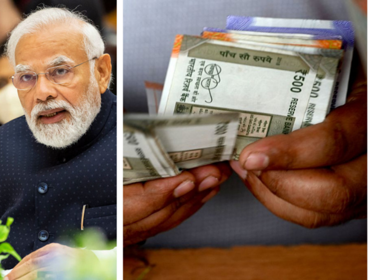 Indian PM Narendra Modi and Indian rupee