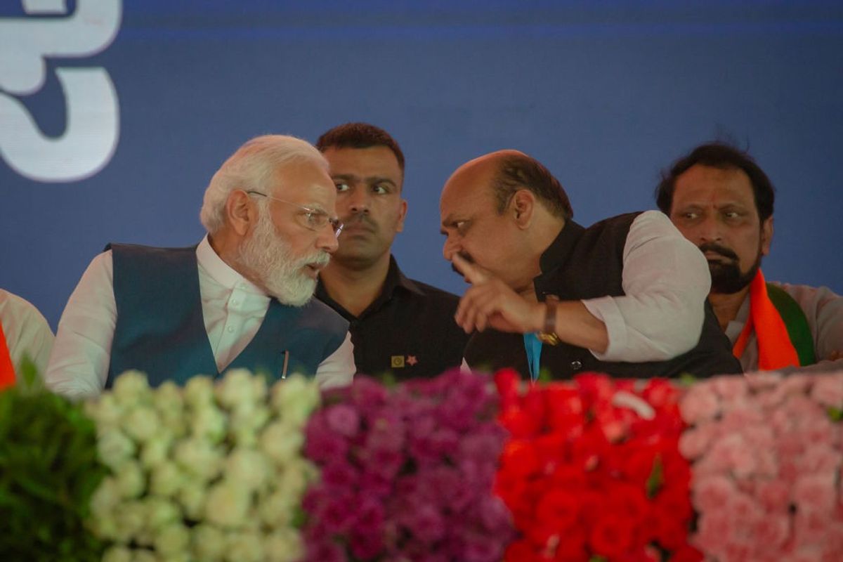 Indian PM Narendra Modi and Karnataka chief minister Basavaraj Bommai