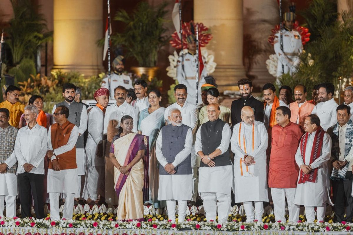 Indian PM Narendra Modi and members of his third government that took charge on June 9