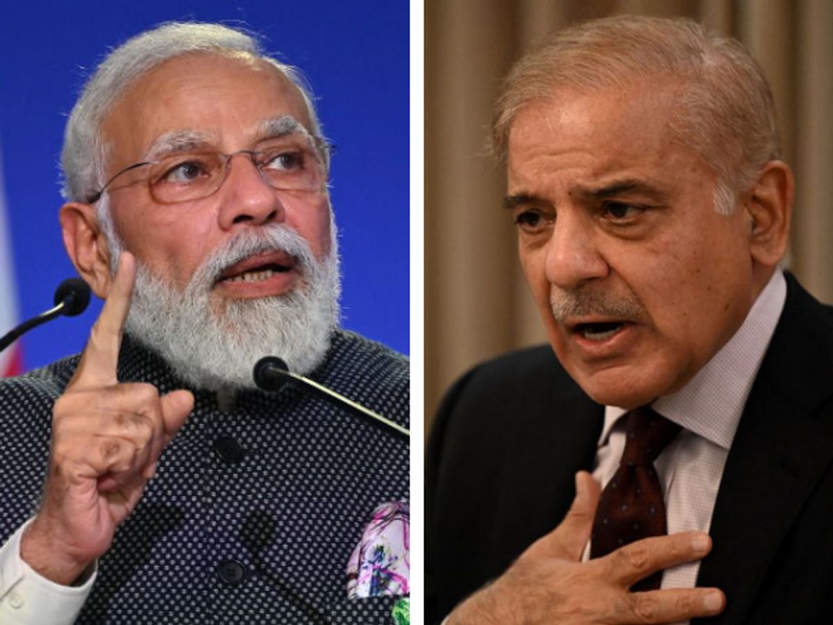 Indian PM Narendra Modi and Pakistani PM Shehbaz Sharif