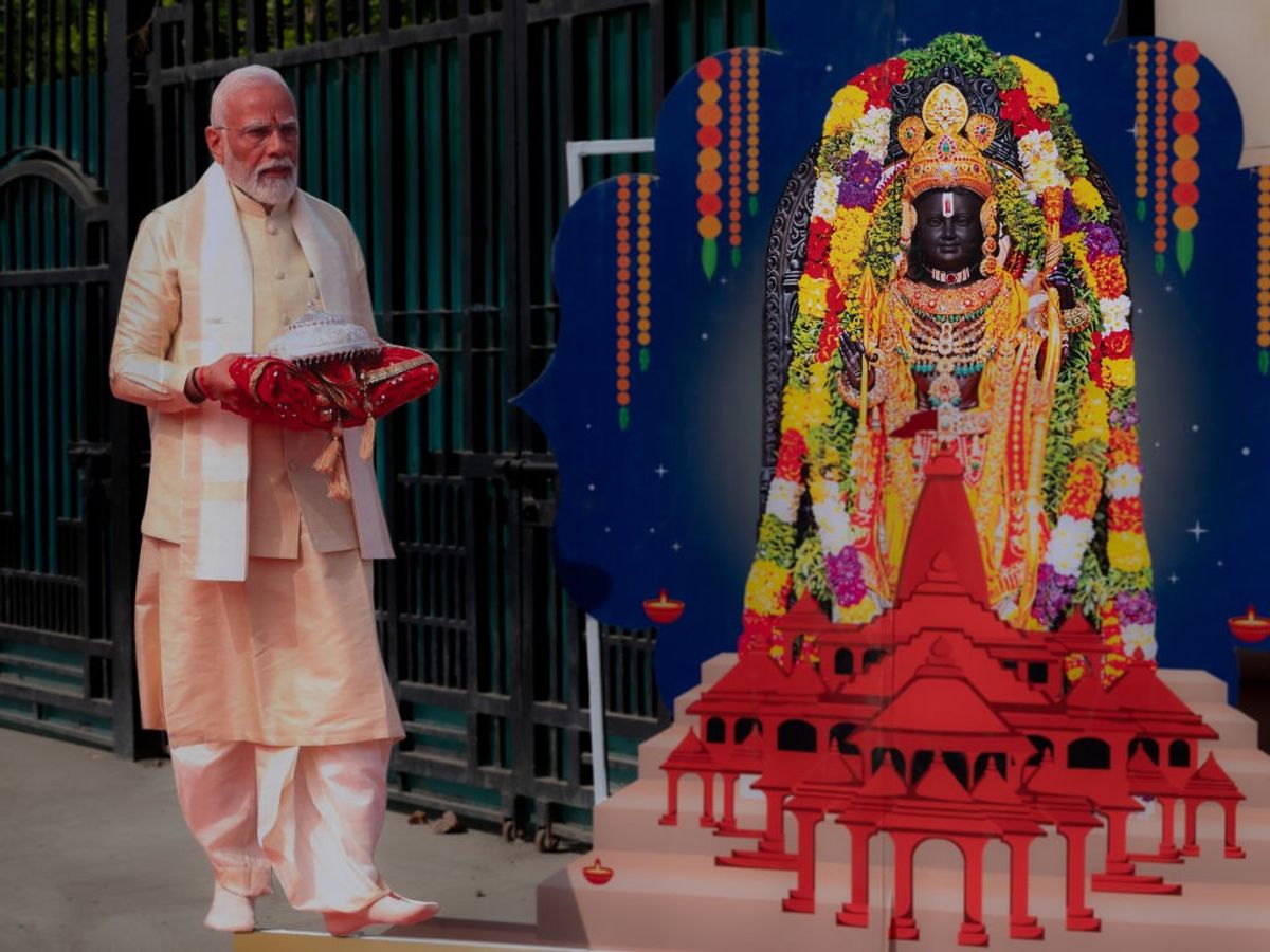 Indian PM Narendra Modi and the Ram Lalla statue at Ayodhya temple