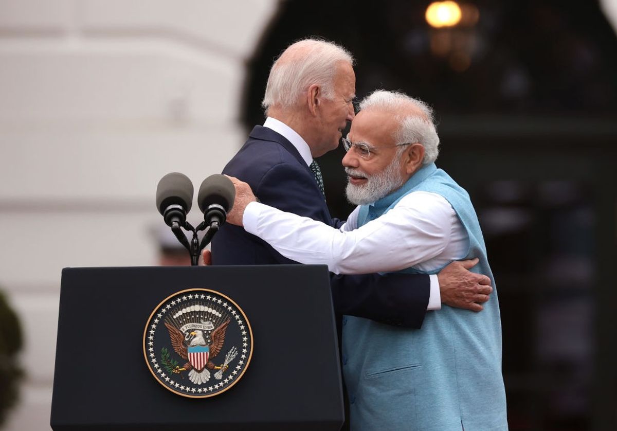 Indian PM Narendra Modi and US president Joe Biden at the White House