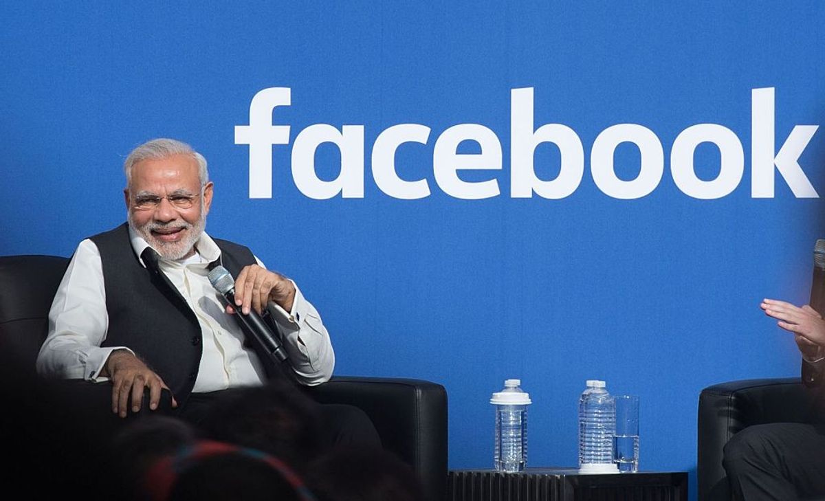 Indian PM Narendra Modi at a Townhall meeting at Facebook headquarters in the US in 2015.