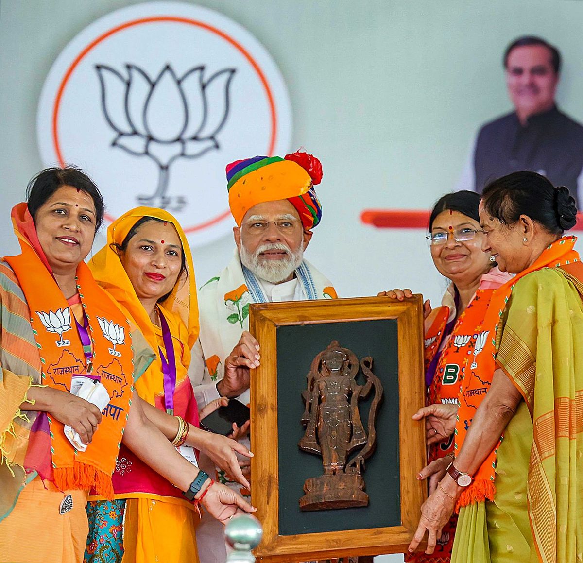 Indian PM Narendra Modi at an election rally