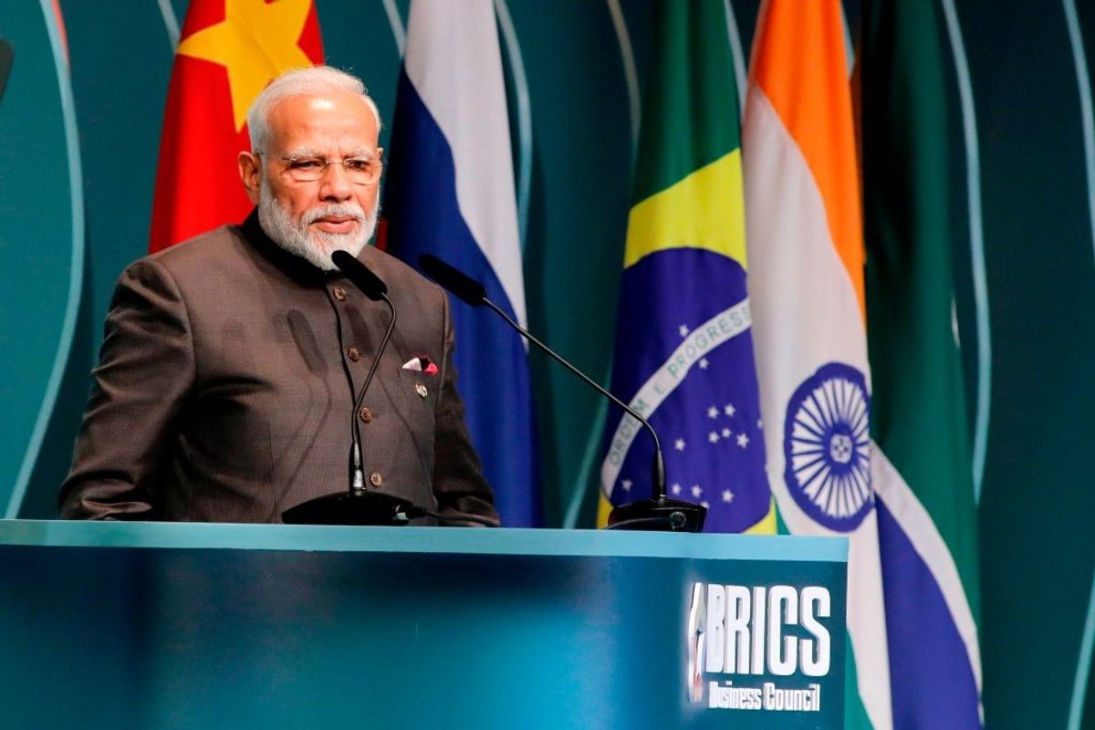 Indian PM Narendra Modi at BRICS summit in Brazil in 2019