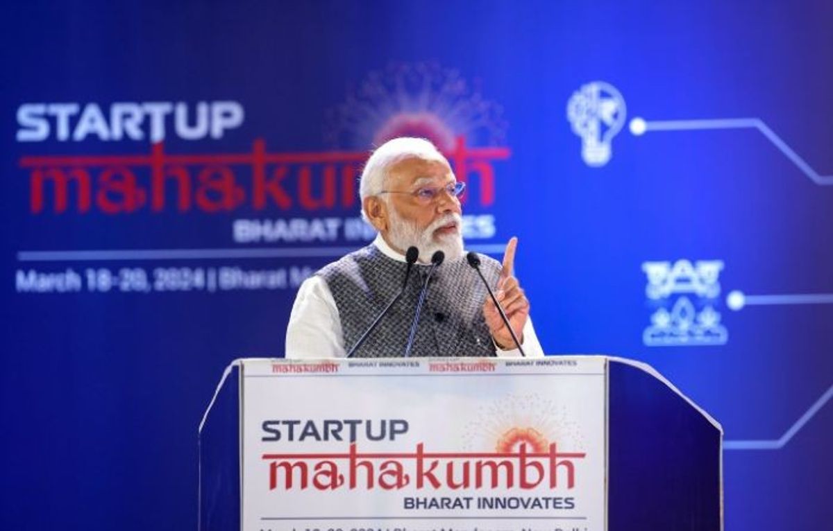 Indian PM Narendra Modi at Startup Mahakumbh in New Delhi