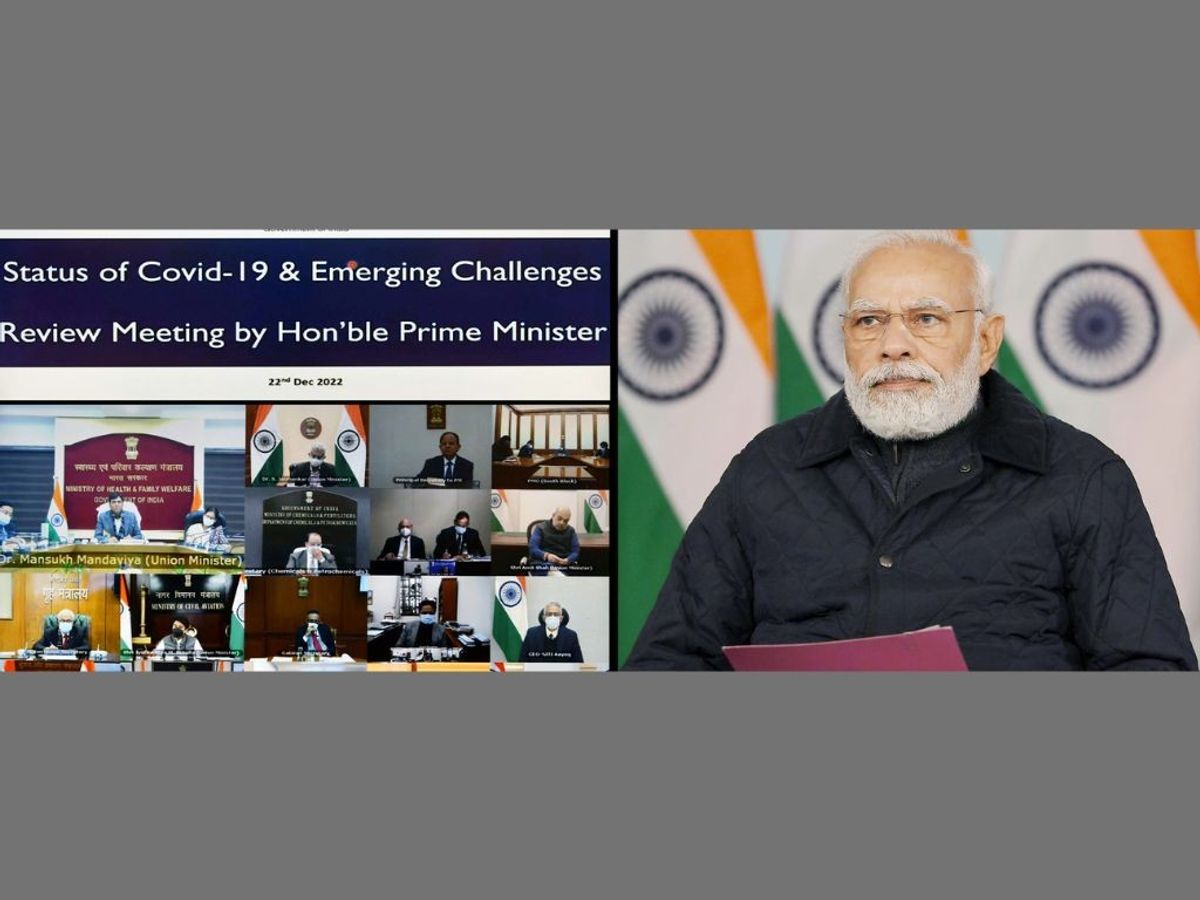 Indian PM Narendra Modi attends an emergency meeting on Covid-19 preparedness