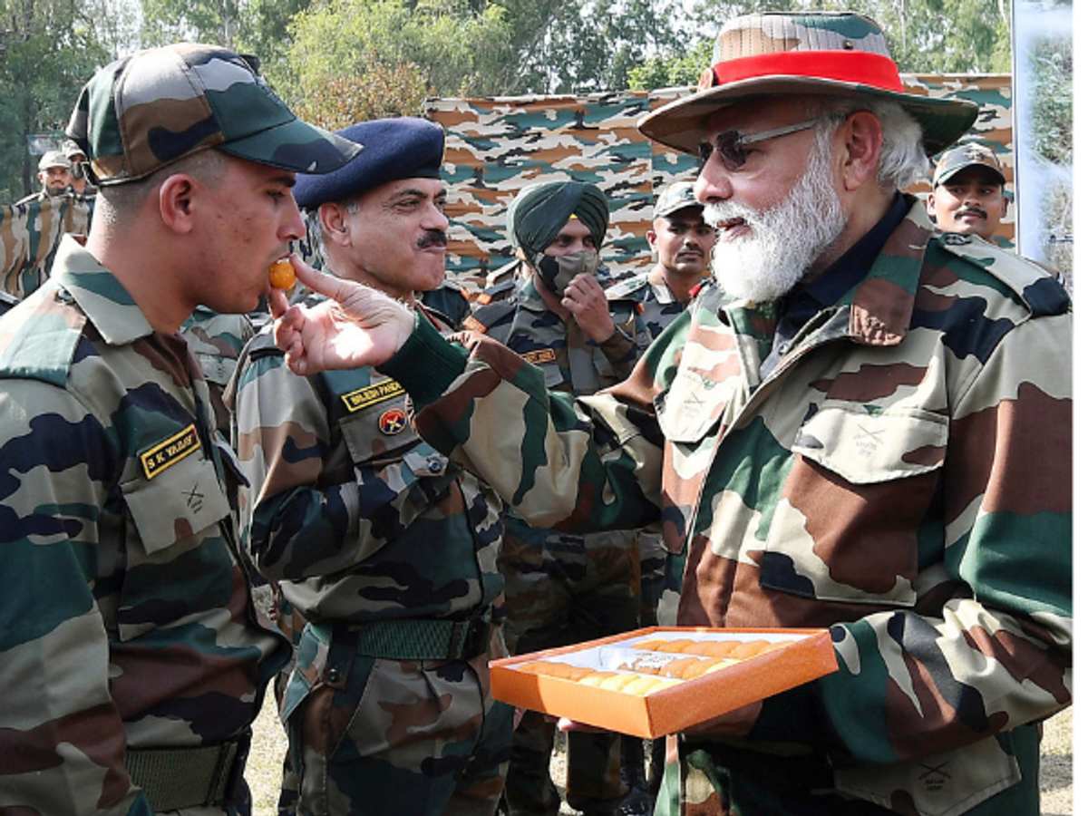 Indian PM Narendra Modi celebrates Diwali 2021 with Indian Army personnel