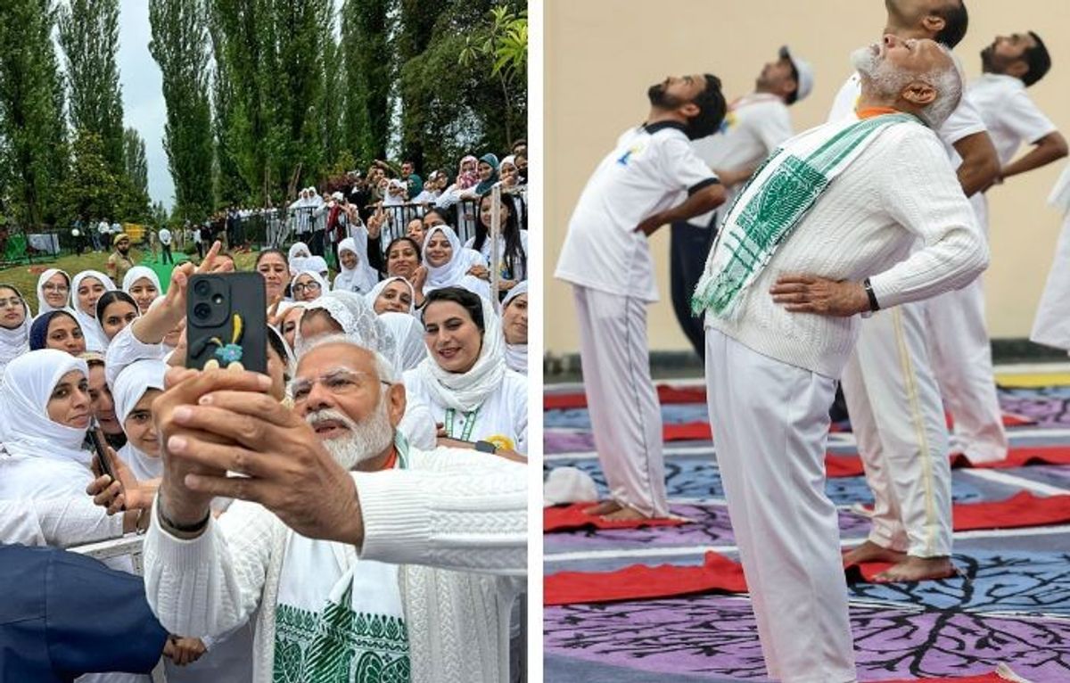 Indian PM Narendra Modi in Srinagar on International day of Yoga 2024