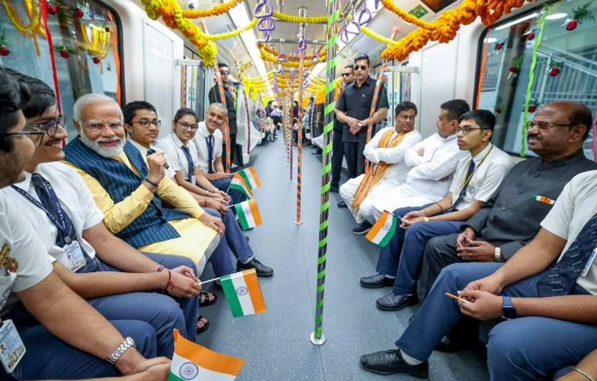 Indian PM Narendra Modi inaugurates India's first underwater metro railway