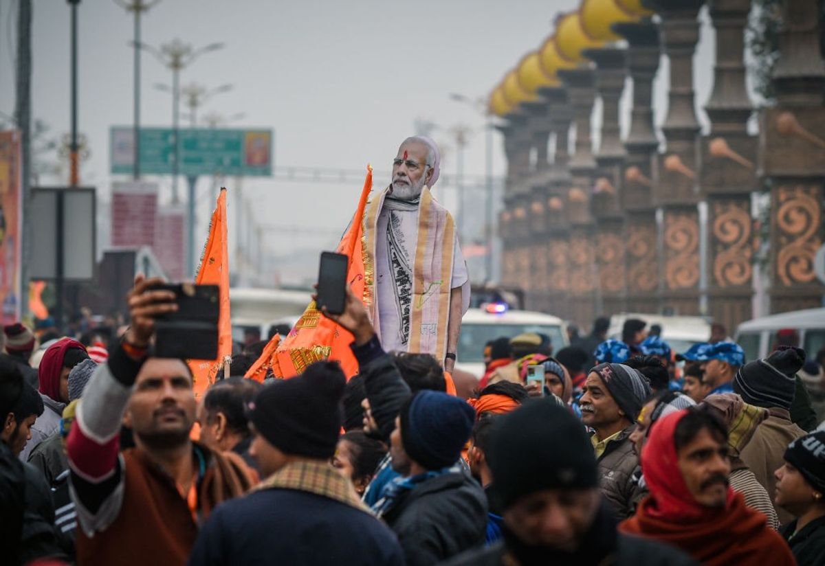 Indian PM Narendra Modi's effigy in Ayodhya where Ram temple was inaugurated on January 22, 2024