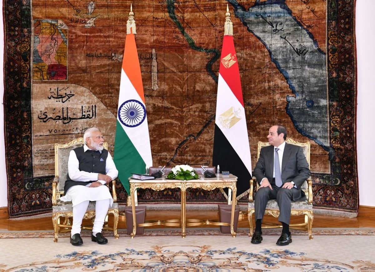 Indian PM Narendra Modi speaks with Egyptian president Abdel Fattah El-Sisi