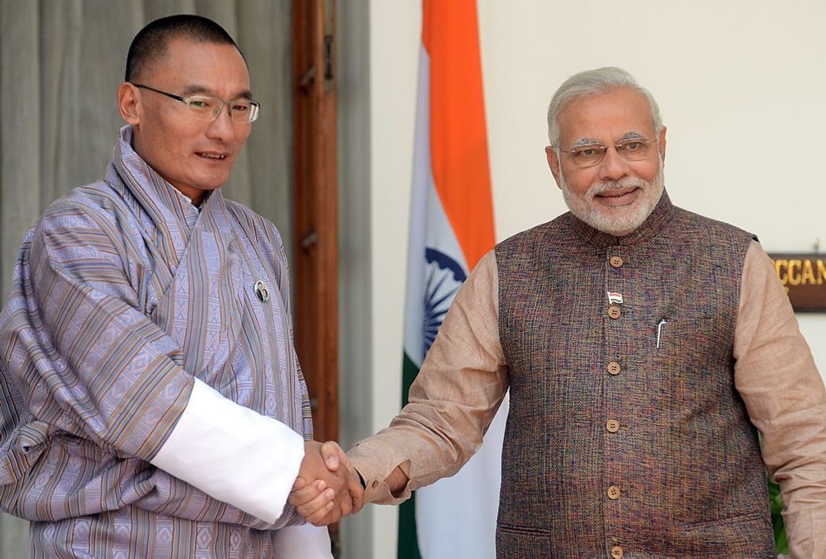 Indian PM Narendra Modi with Bhutan's former PM Tshering Tobgay