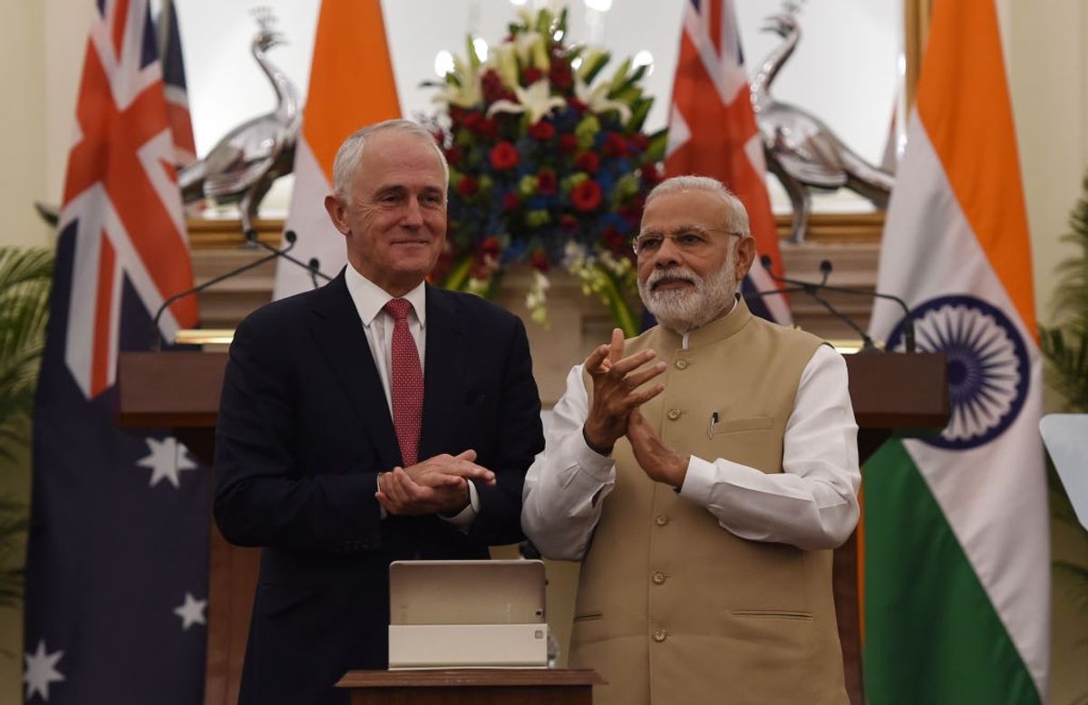 Indian PM Narendra Modi with former Australian PM Malcolm Turnbull