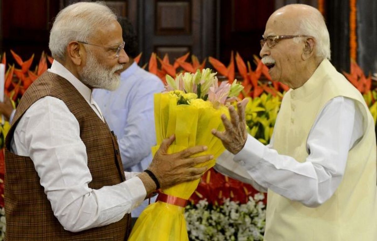 Indian PM Narendra Modi with former Indian deputy PM LK Advani