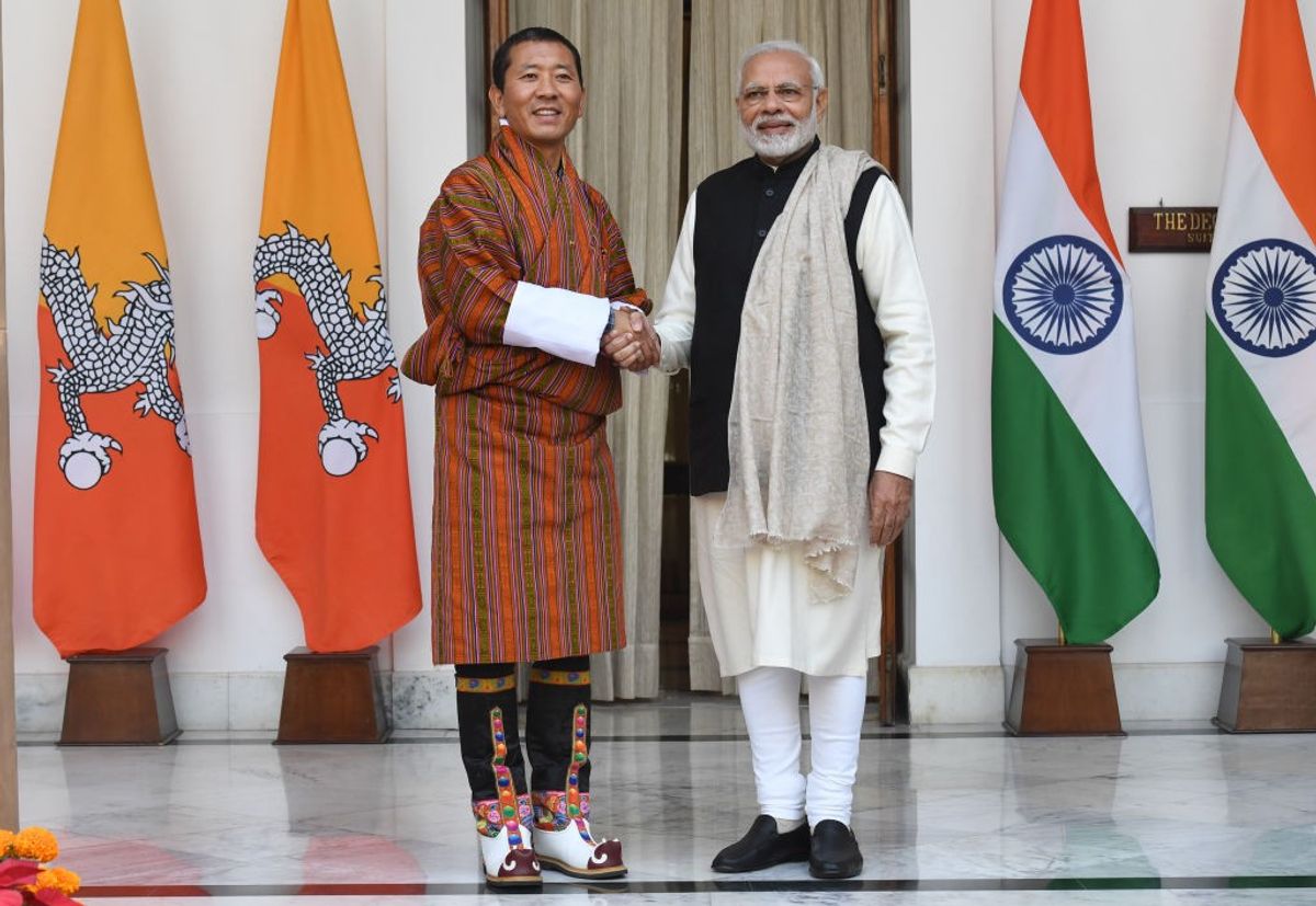 Indian PM Narendra Modi with his Bhutanese counterpart Lotay Tshering