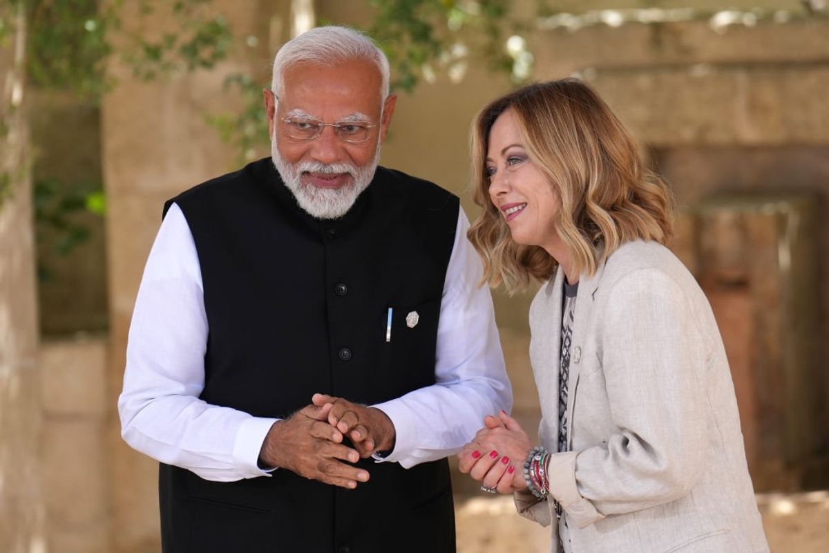 Indian PM Narendra Modi with his Italian counterpart Giorgia Meloni at G7 summit 2024