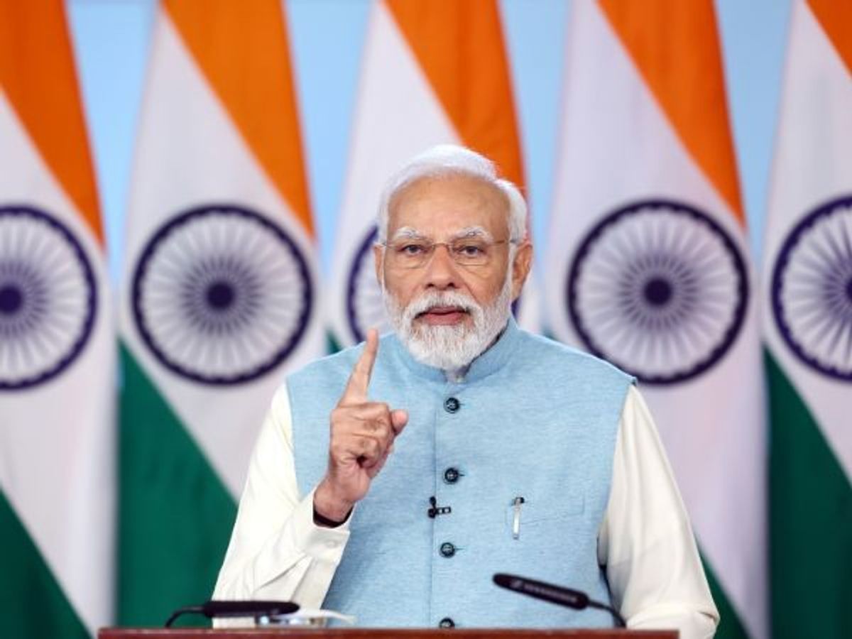 Indian prime minister Narendra Modi addresses at the launch of Viksit Bharat @ 2047: Voice of Youth