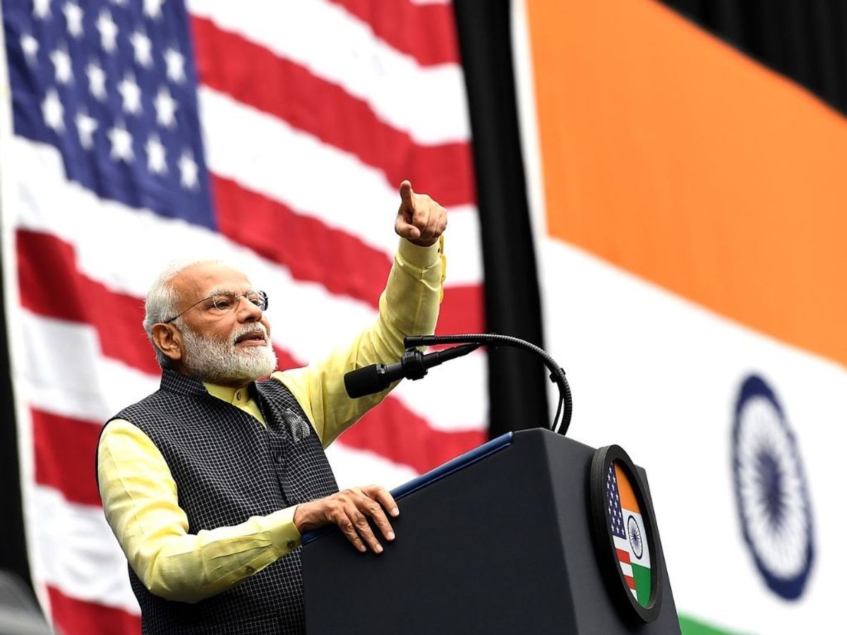 Indian prime minister Narendra Modi addresses the Howdy Modi event at NRG Stadium in Houston, US,