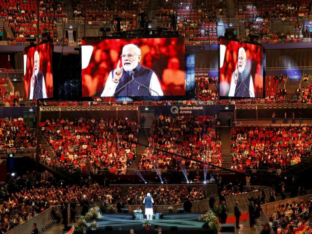 Indian prime minister Narendra Modi addresses the Indian community at Qudos Bank Arena, in Sydney