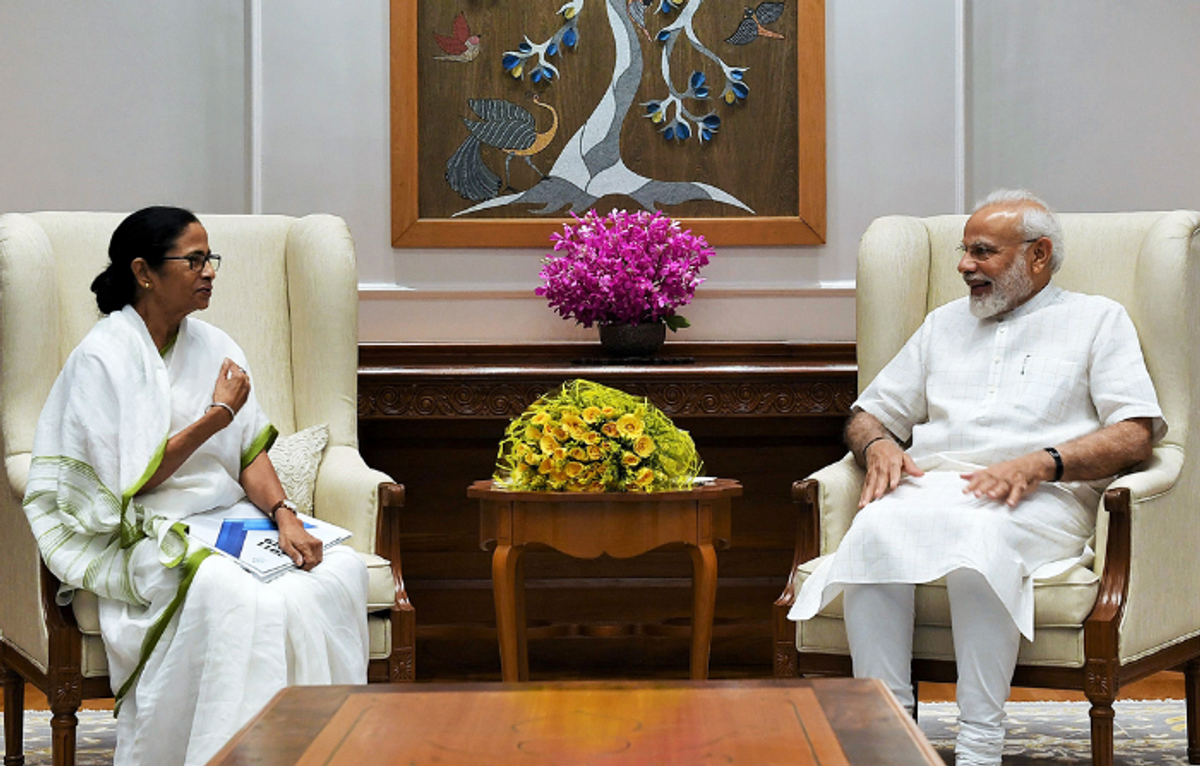 Indian prime minister Narendra Modi and West Bengal chief minister Mamata Banerjee.